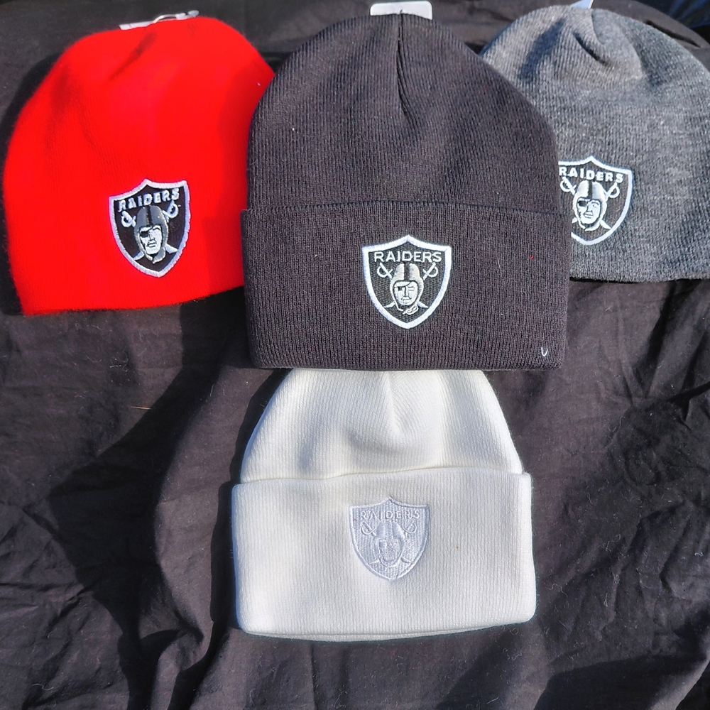 Raiders Logo Beanie Hat Collection - Red, Black, Gray, White